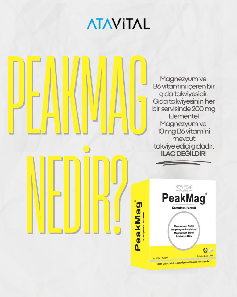 Peakmag Magnezyum + B6 Vitamini Gıda Takviyesi 60 Tablet