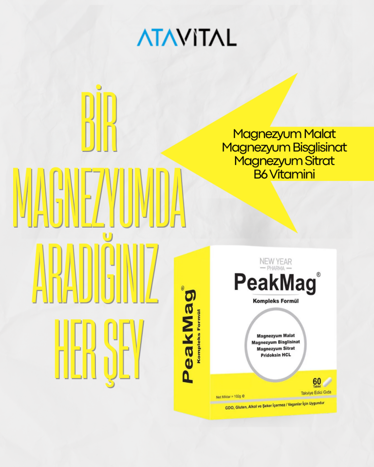 Peakmag Magnezyum + B6 Vitamini Gıda Takviyesi 60 Tablet