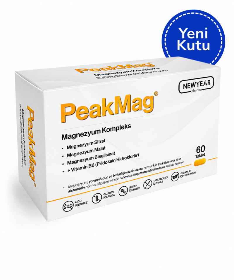 Peakmag Magnezyum + B6 Vitamini Gıda Takviyesi 60 Tablet