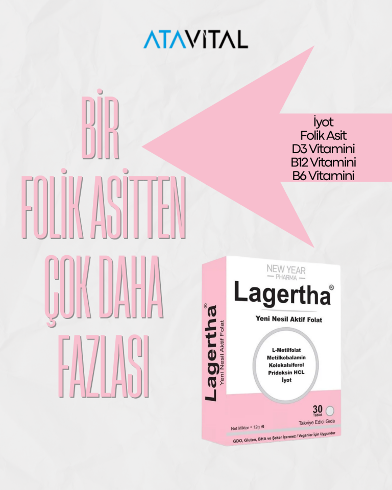 Lagertha 30 Tablet Folik Asit+D3 Vitamini+B12 Vitamini+İyot+B6 Vitamini Gıda Takviyesi