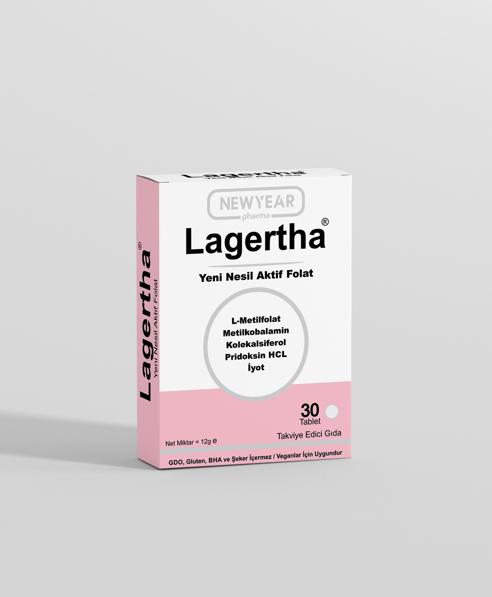 Lagertha 30 Tablet Yeni Nesil Aktif  Folat Folik Asit (Folat)+D3 Vitamini(Kolekalsiferol)+B12 Vitamini(Metilkobalamin)+İyot(Sodyum İyodür)+B6 Vitamini(Piridoksin HCI) Savaşcı Kadınlara…
