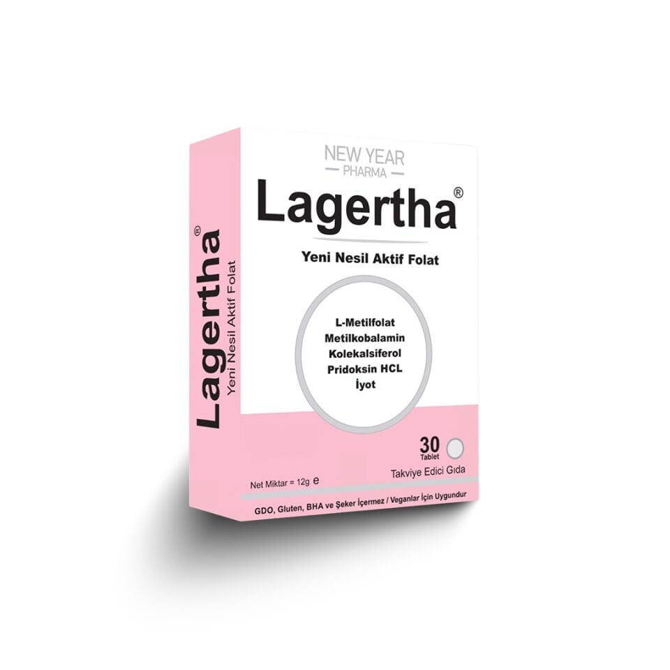 Lagertha 30 Tablet Folik Asit+D3 Vitamini+B12 Vitamini+İyot+B6 Vitamini Gıda Takviyesi