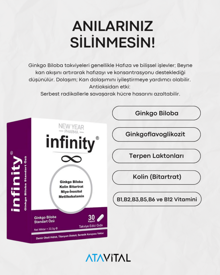 New Year Infinity Ginkgo Biloba 30 Kapsül Gıda Takviyesi