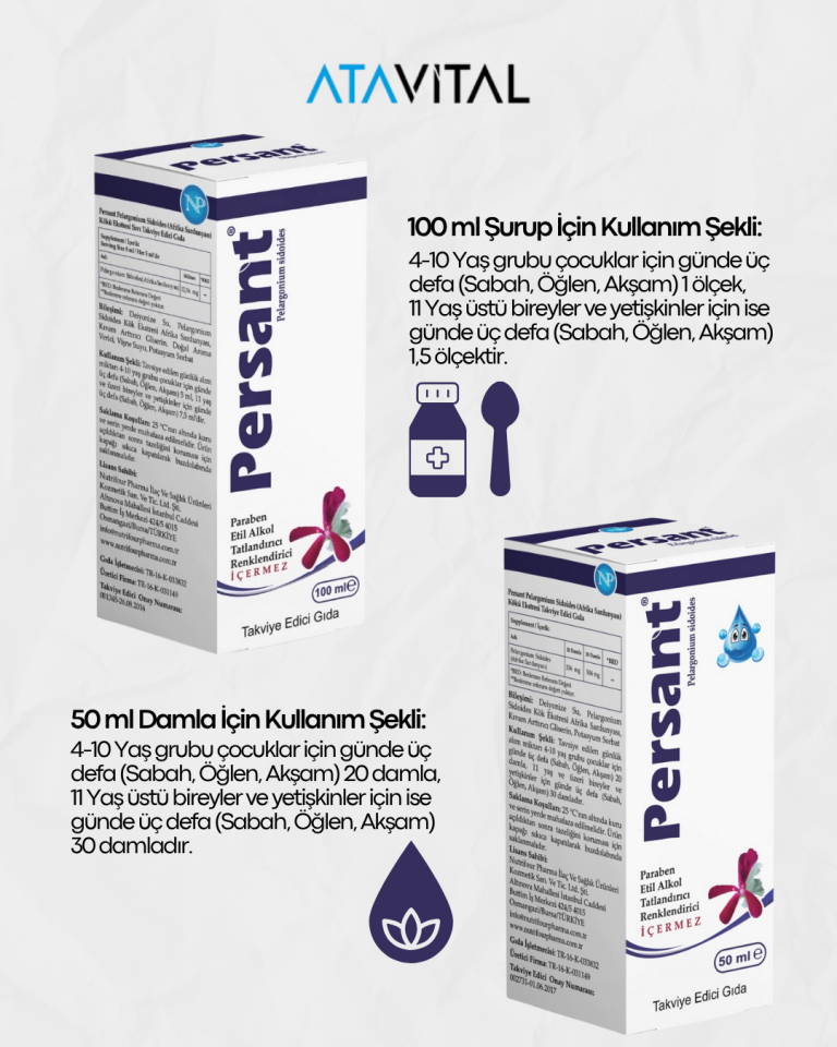 Persant (Afrika Sardunyası) Kökü Ekstresi Sıvı Takviye Edici Gıda 50 ml Damla