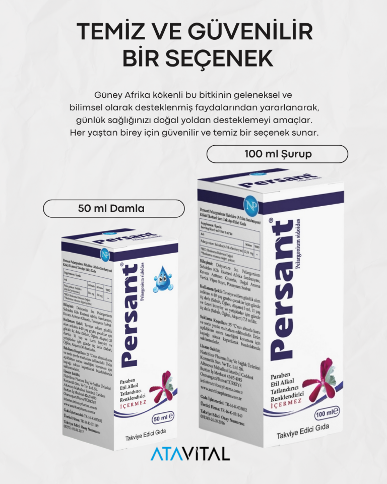 Persant Pelargonium Sidoides (Afrika Sardunyası) Kökü Ekstresi Sıvı Takviye Edici Gıda 100ml