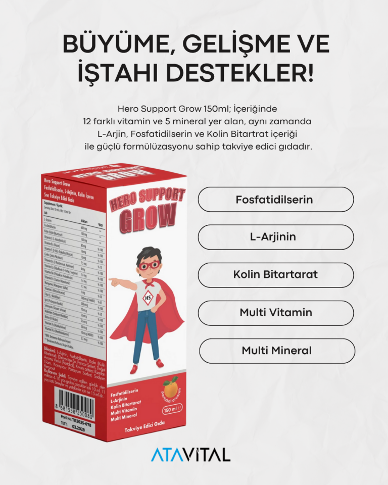 Hero Support Grow 150 Ml Şurup Takviye Edici Gıda