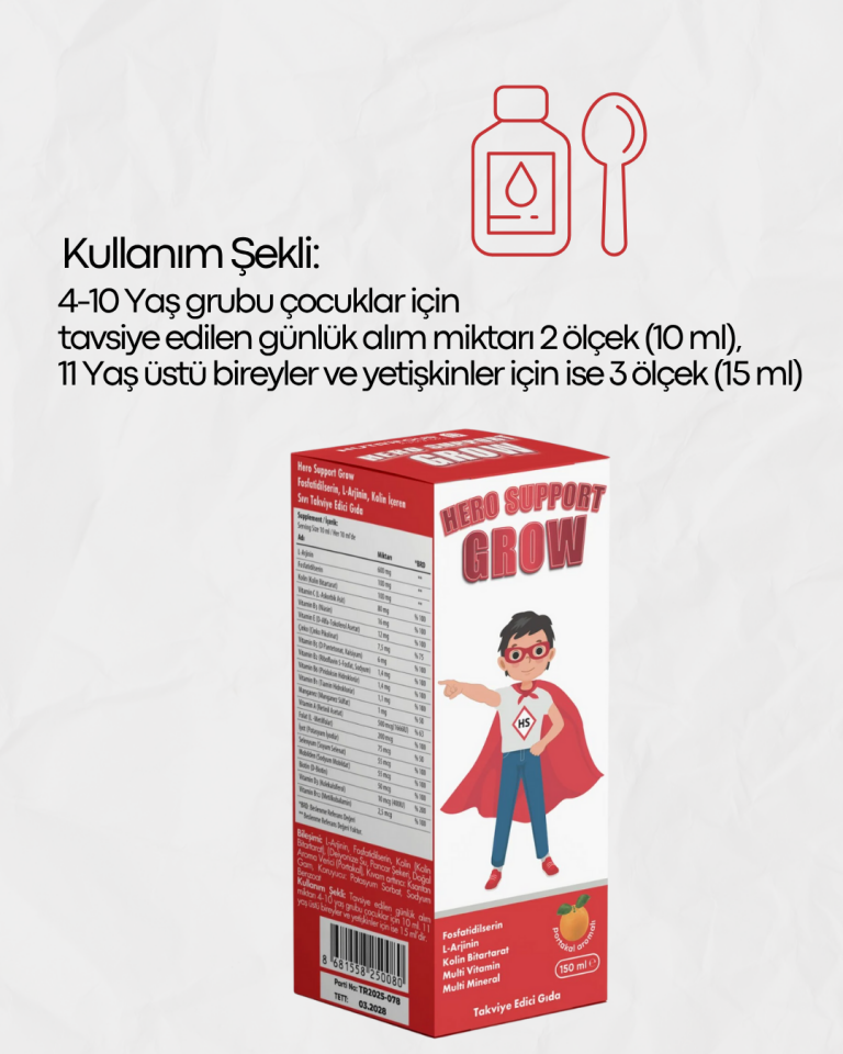 Hero Support Grow 150 Ml Şurup Takviye Edici Gıda