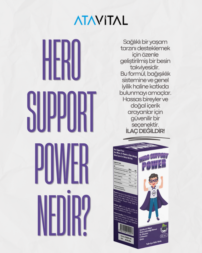 Hero Support Power Şurup Kara Mürver, D3 Vitamini ve Üzüm Çekirdeği Ekstresi İçeren Takviye Edici Gıda